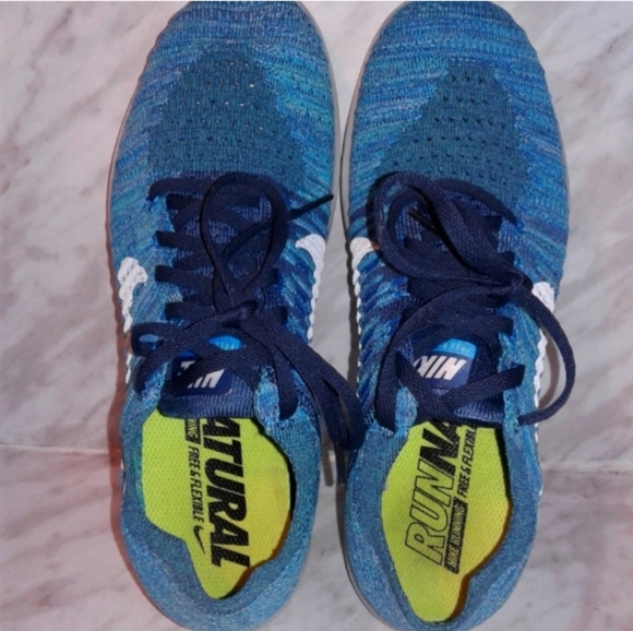 Nike Free RN Flyknit Women's 9.5 mens size 8 Running Shoes 831070-404 Blue White - Picture 5 of 7